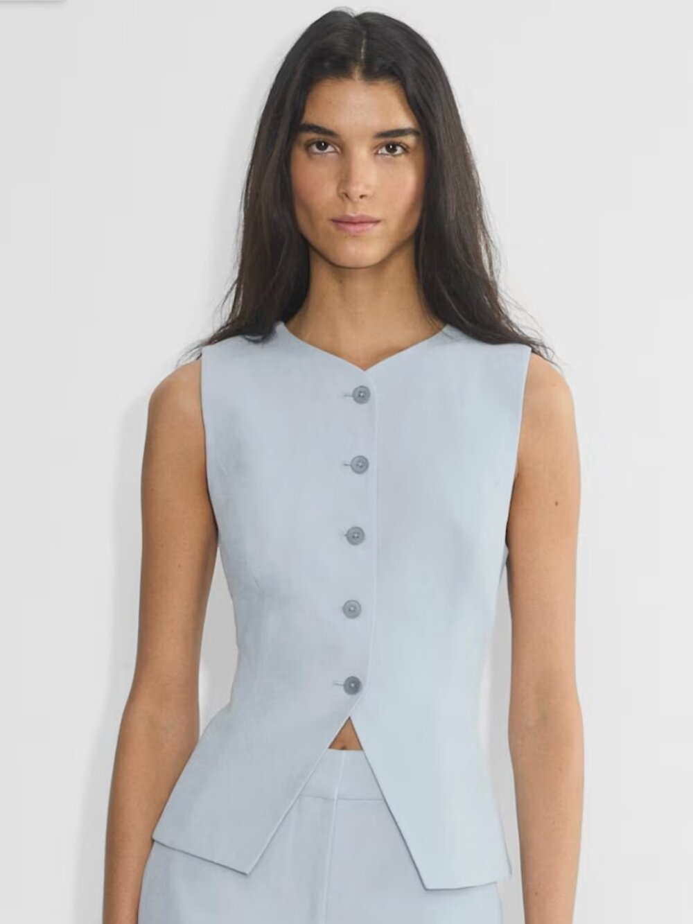 Aritzia Wilfred CruiseLinen Light Blue Regal Vest